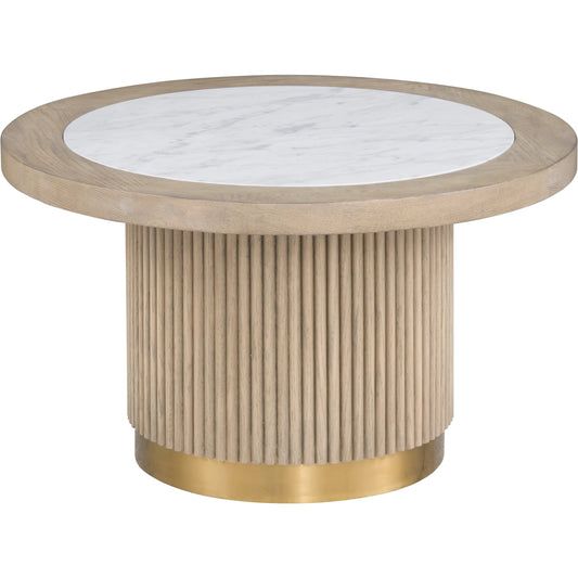 Everett Small Round Bunching Cocktail Table by Fairfield Chair. Made from red oak solids, veneers, marble in a unique style.