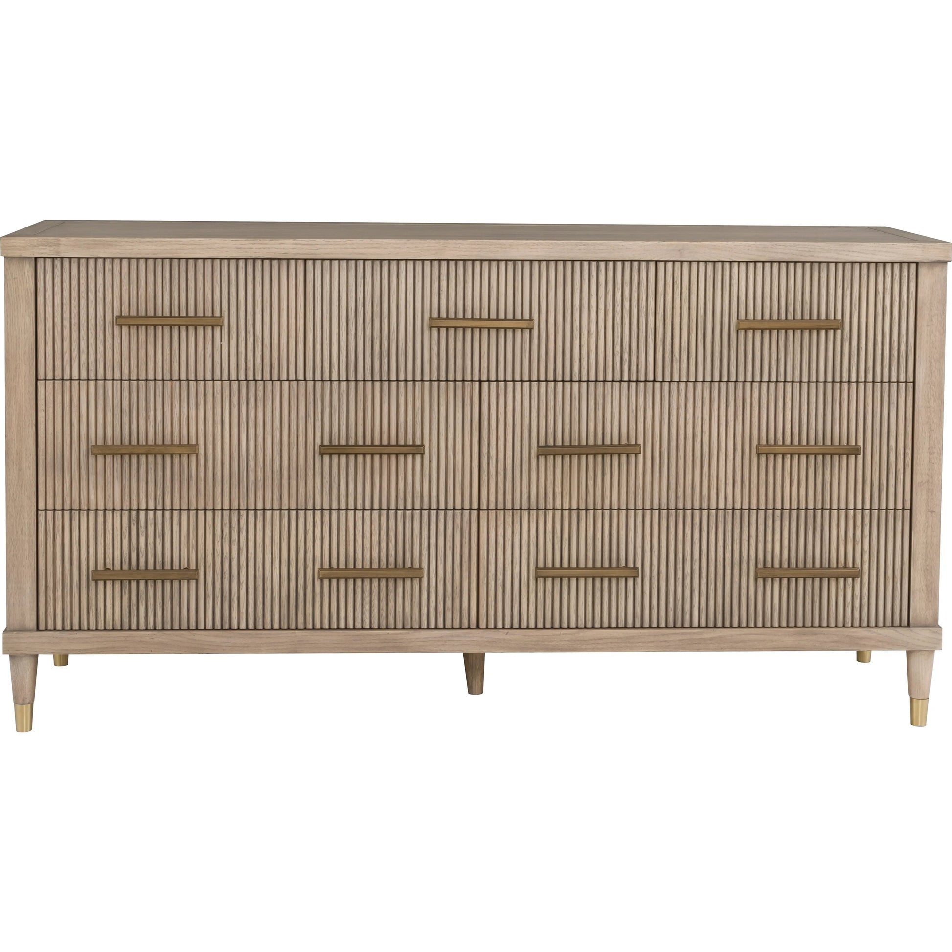 Everett 7-Drawer Dresser by Fairfield Chair in brown and biscotti. Made from red oak solids, veneers in a unique style.
