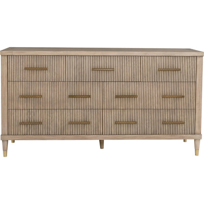 Everett 7-Drawer Dresser by Fairfield Chair in brown and biscotti. Made from red oak solids, veneers in a unique style.