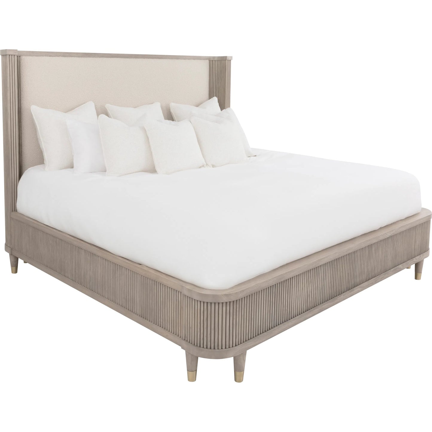 000 SI-2636044 | Primary Silo | Everett Bed with Upholstered Headboard by Fairfield Chair in brown and biscotti. Made from red oak solids, veneers in a unique style.