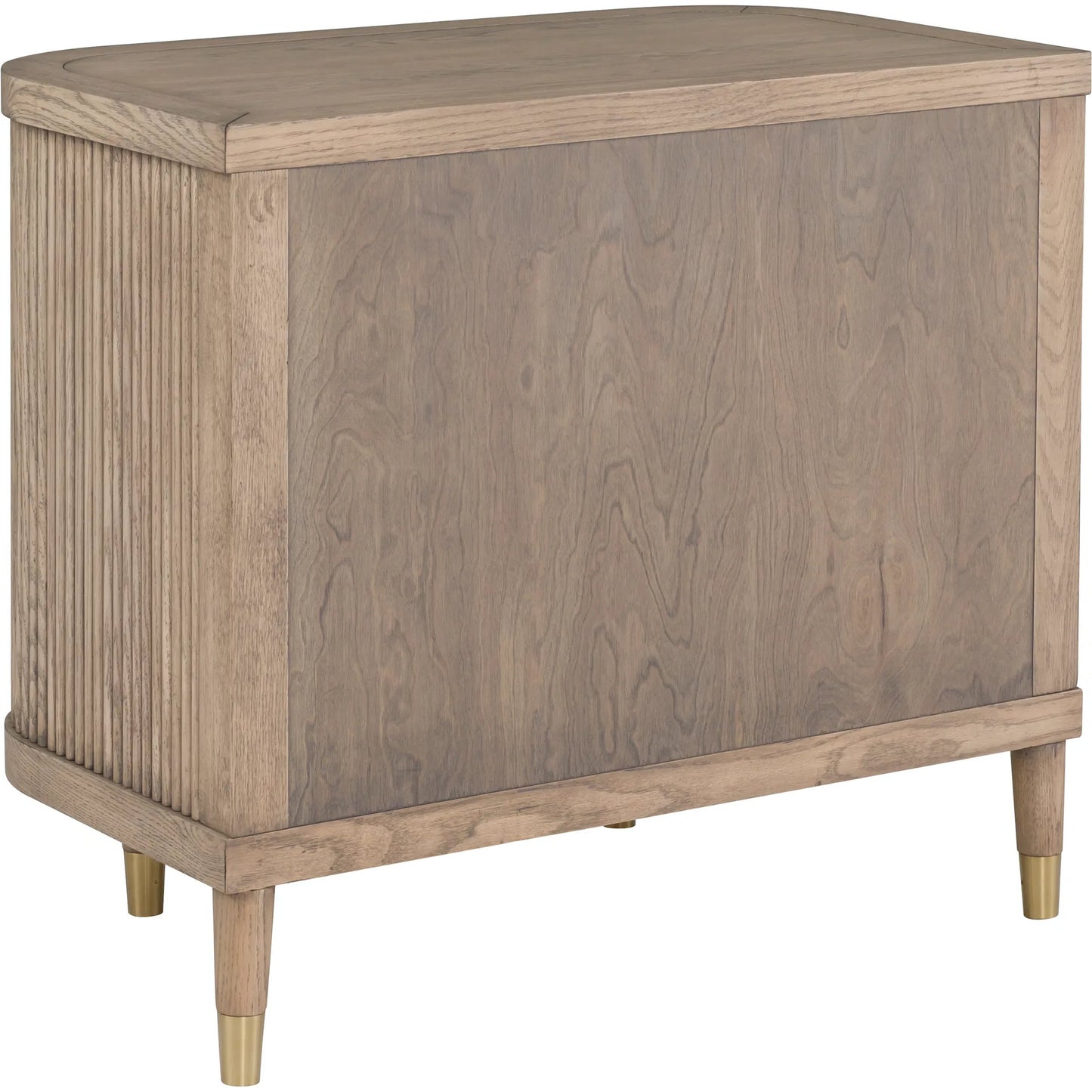 002 SI-2635790 | Additional Silo | Everett Demilune Nightstand by Fairfield Chair in brown and biscotti. Made from red oak solids, veneers in a unique style.