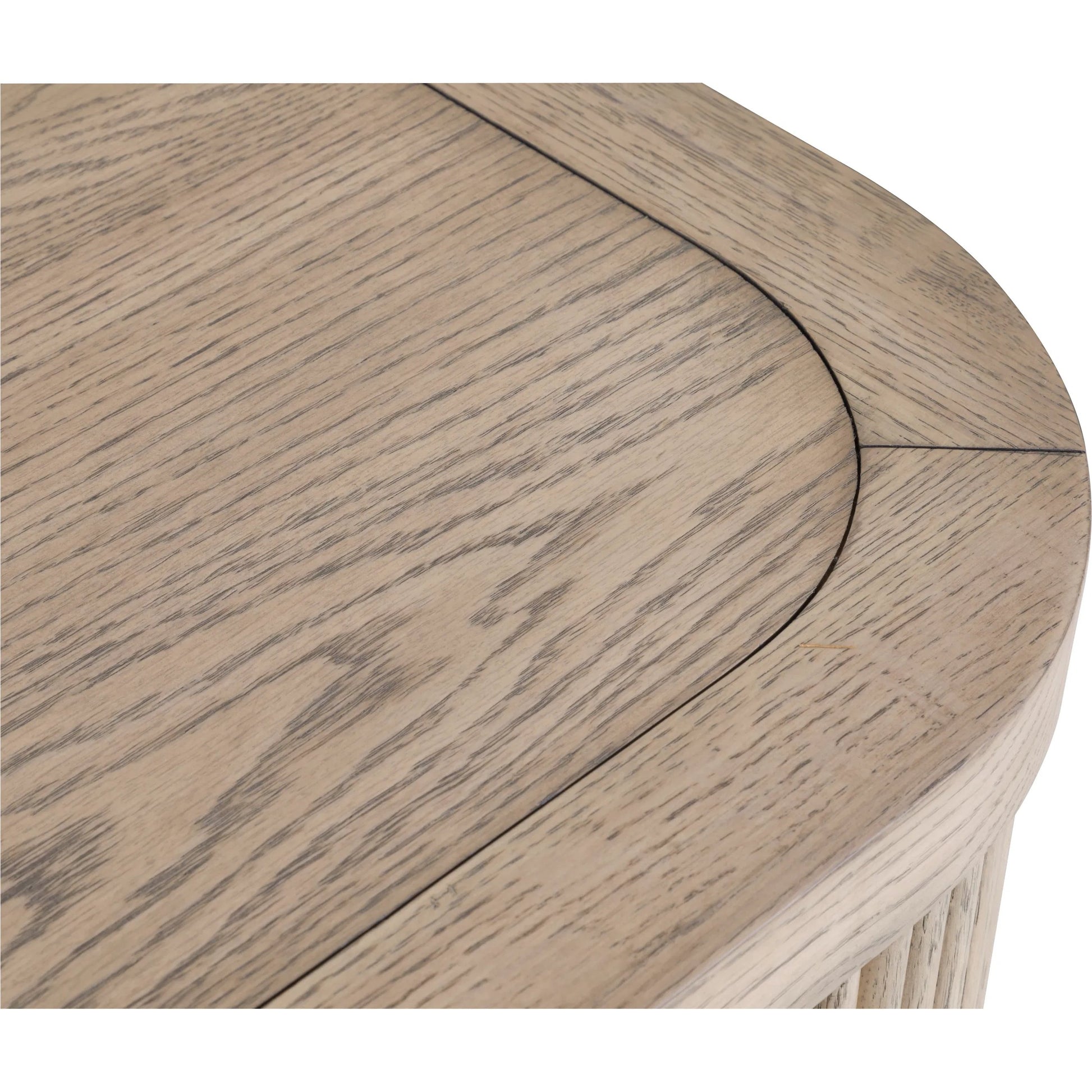 Everett Demilune Nightstand by Fairfield Chair in brown and biscotti. Made from red oak solids, veneers in a unique style.
