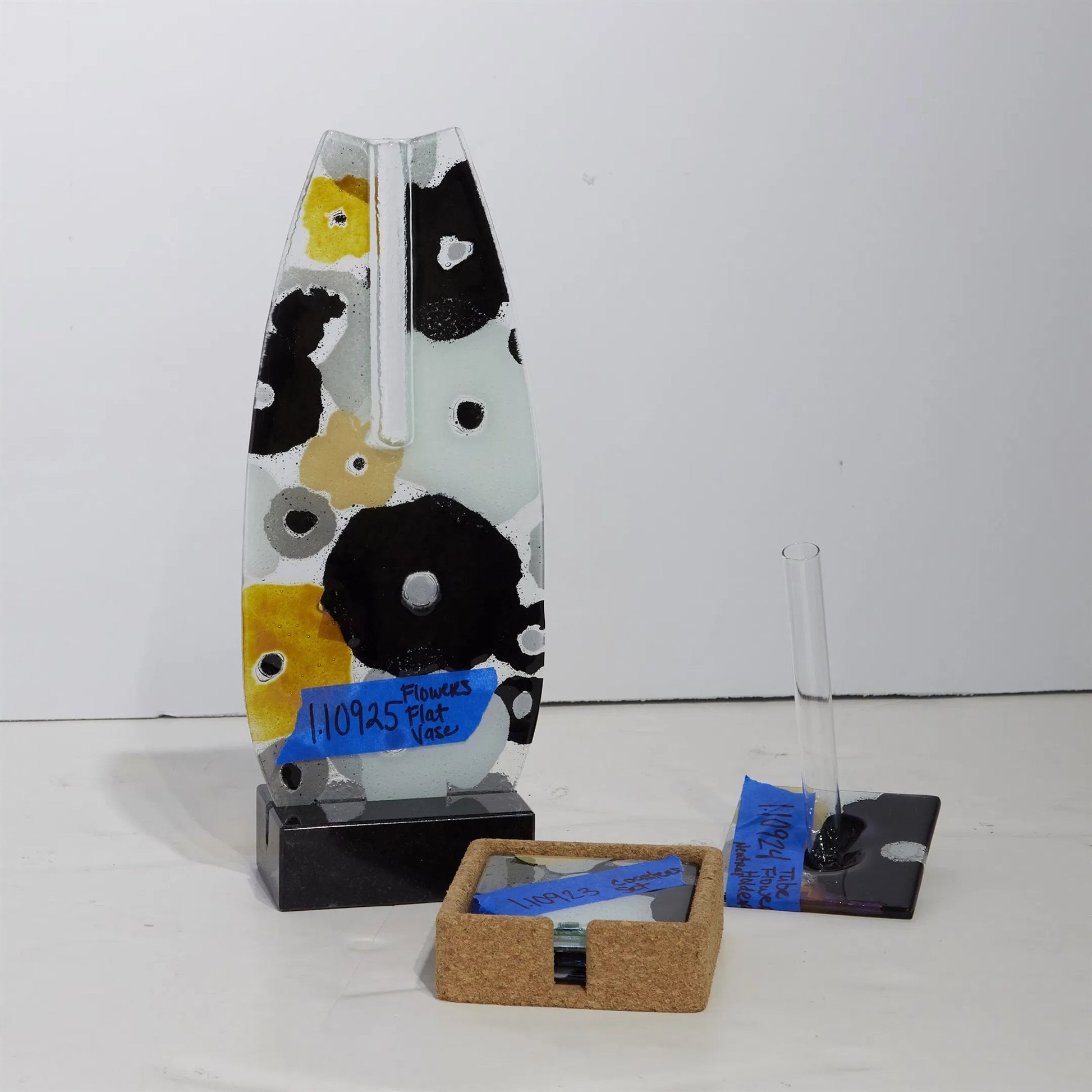 Fused Floral Flat Vase by Global Views in clear. Made from unique in a eclectic & global style.