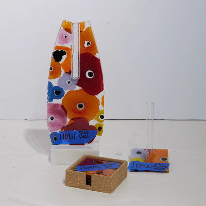 Fused Floral Vase by Global Views in clear. Made from unique in a eclectic & global style.