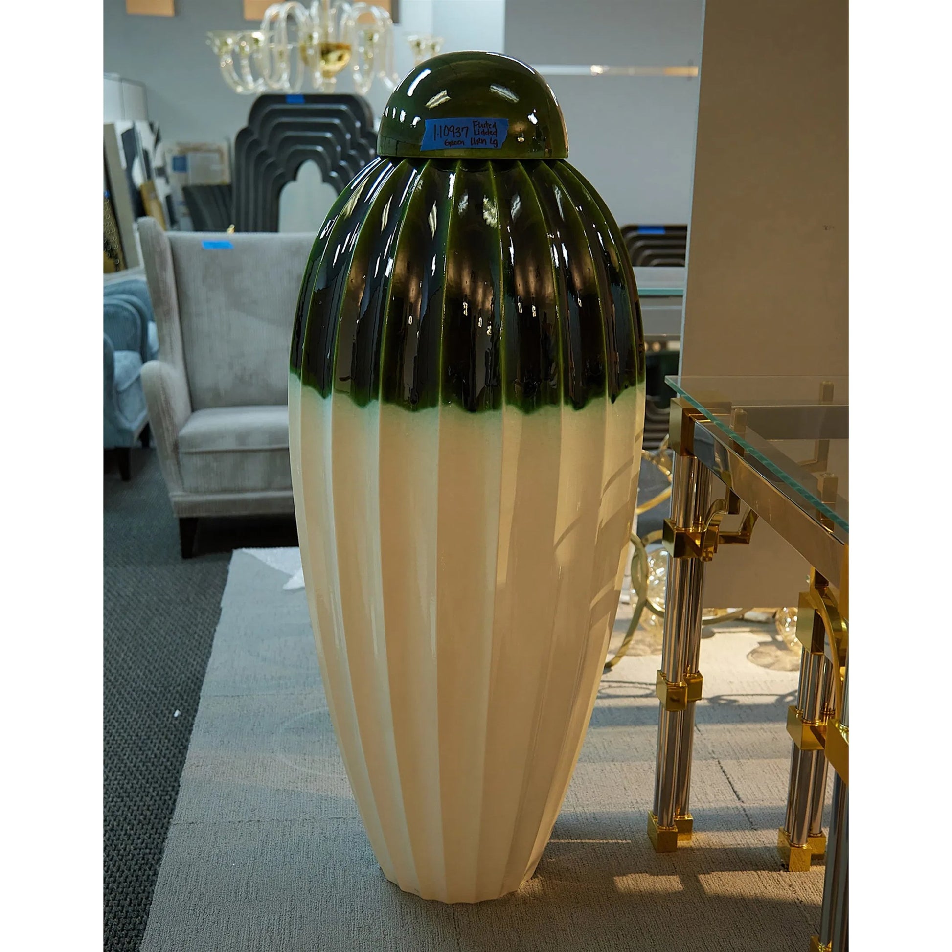 Fluted Jar with Lid by Global Views. Made from ceramic in a eclectic & global style.