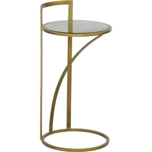 Sundries French 75 Drink Table by Fairfield Chair in stone and gold. Made from metal in a modern style.