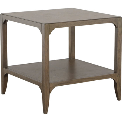 Kendrick Lamp Table by Fairfield Chair in brown and modern truffle. Made from red oak solids, veneers in a unique style.