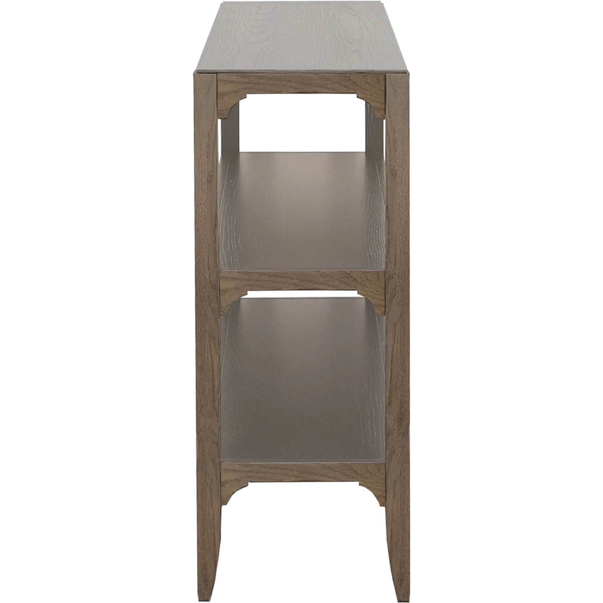 Kendrick Console Table by Fairfield Chair in brown and modern truffle. Made from red oak solids, veneers in a unique style.