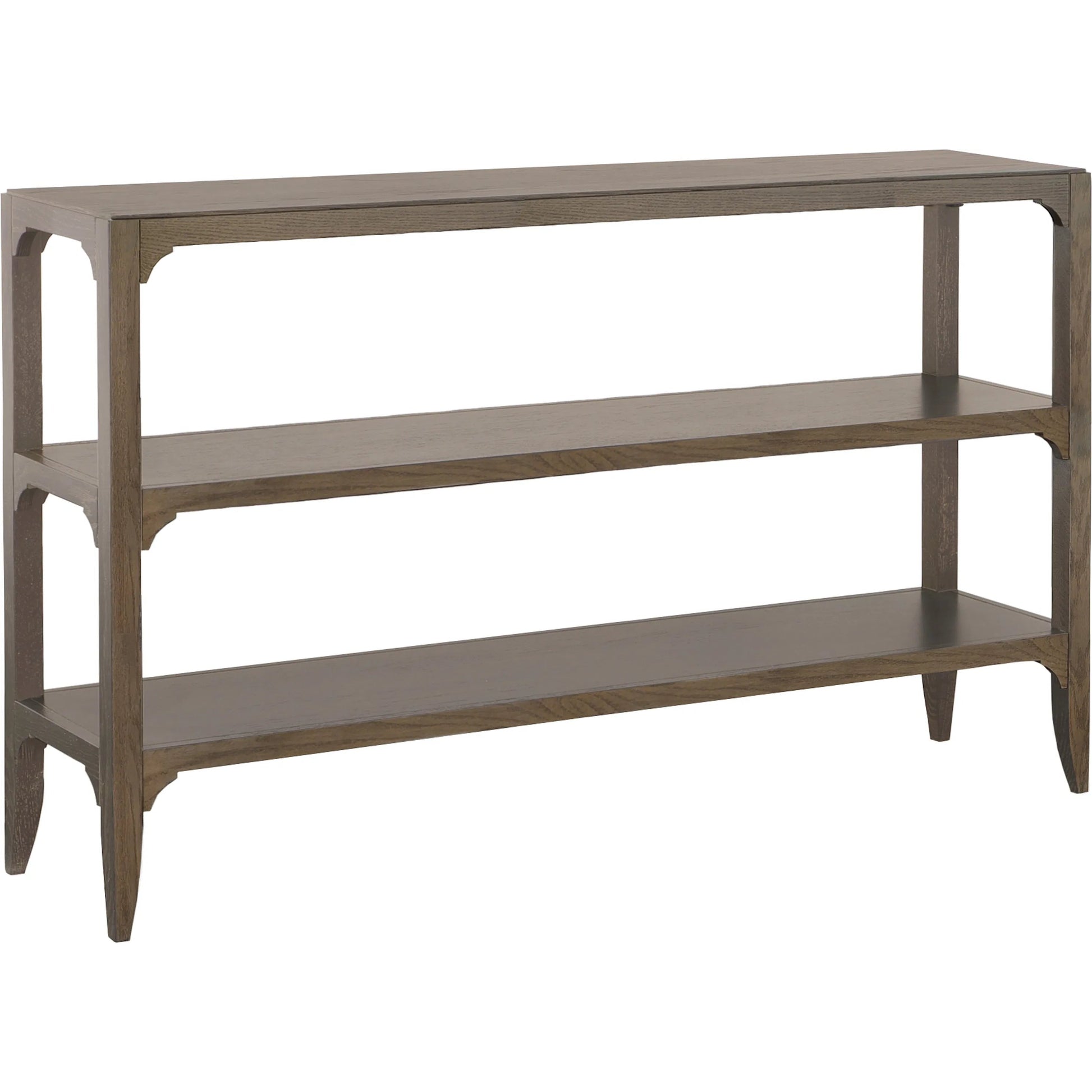 Kendrick Console Table by Fairfield Chair in brown and modern truffle. Made from red oak solids, veneers in a unique style.