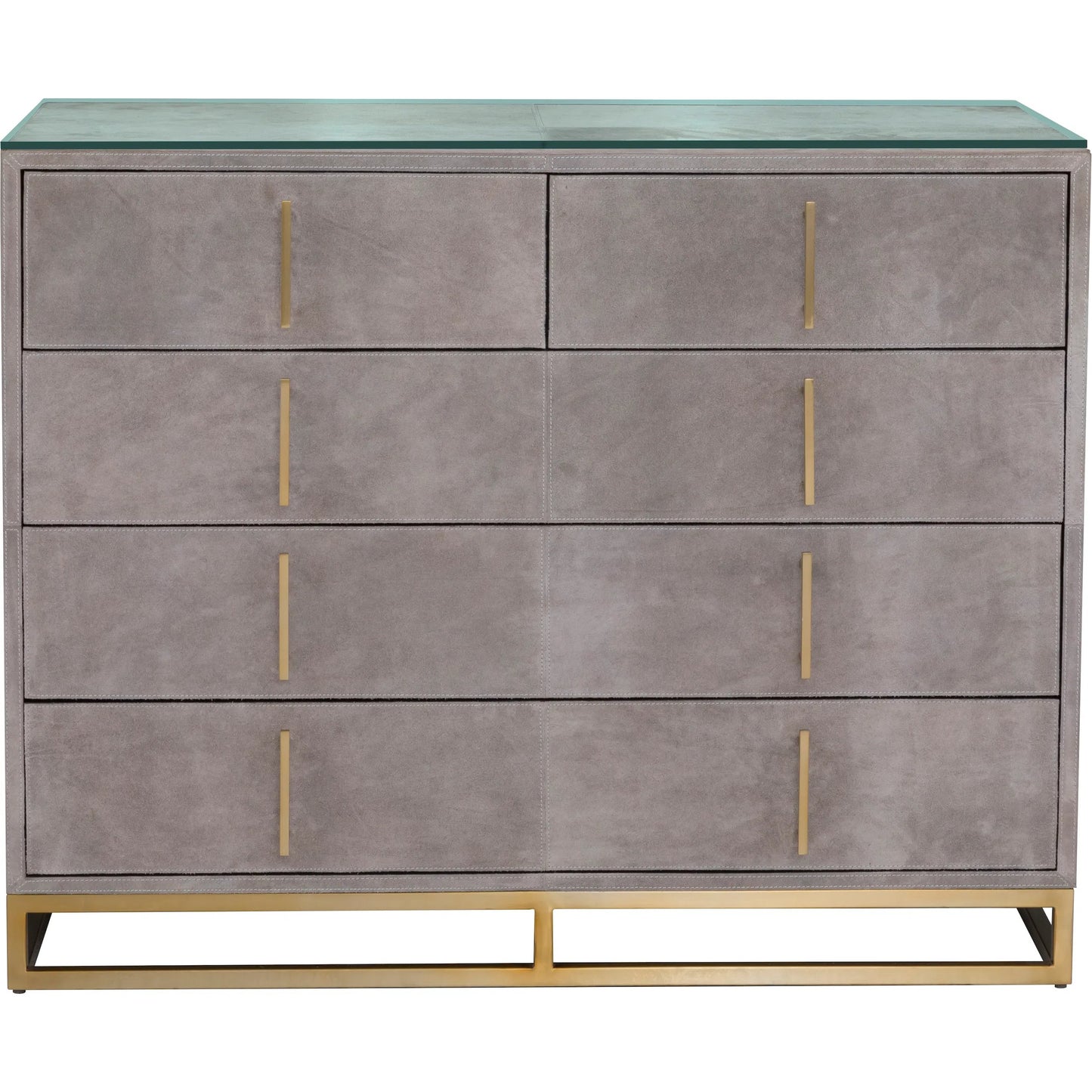 002 SI-2635798 | Additional Silo | Hyde 5-Drawer Chest by Fairfield Chair in tan and distressed cloud. Made from suede wrap in a unique style.