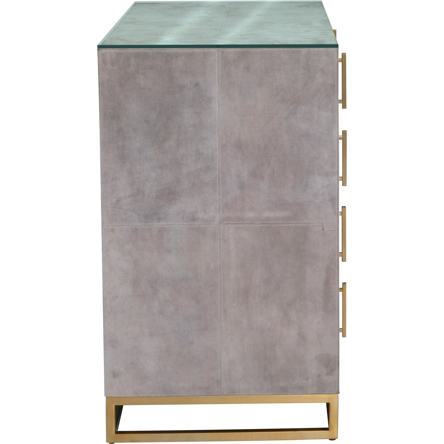 003 SI-2635798 | Additional Silo | Hyde 5-Drawer Chest by Fairfield Chair in tan and distressed cloud. Made from suede wrap in a unique style.