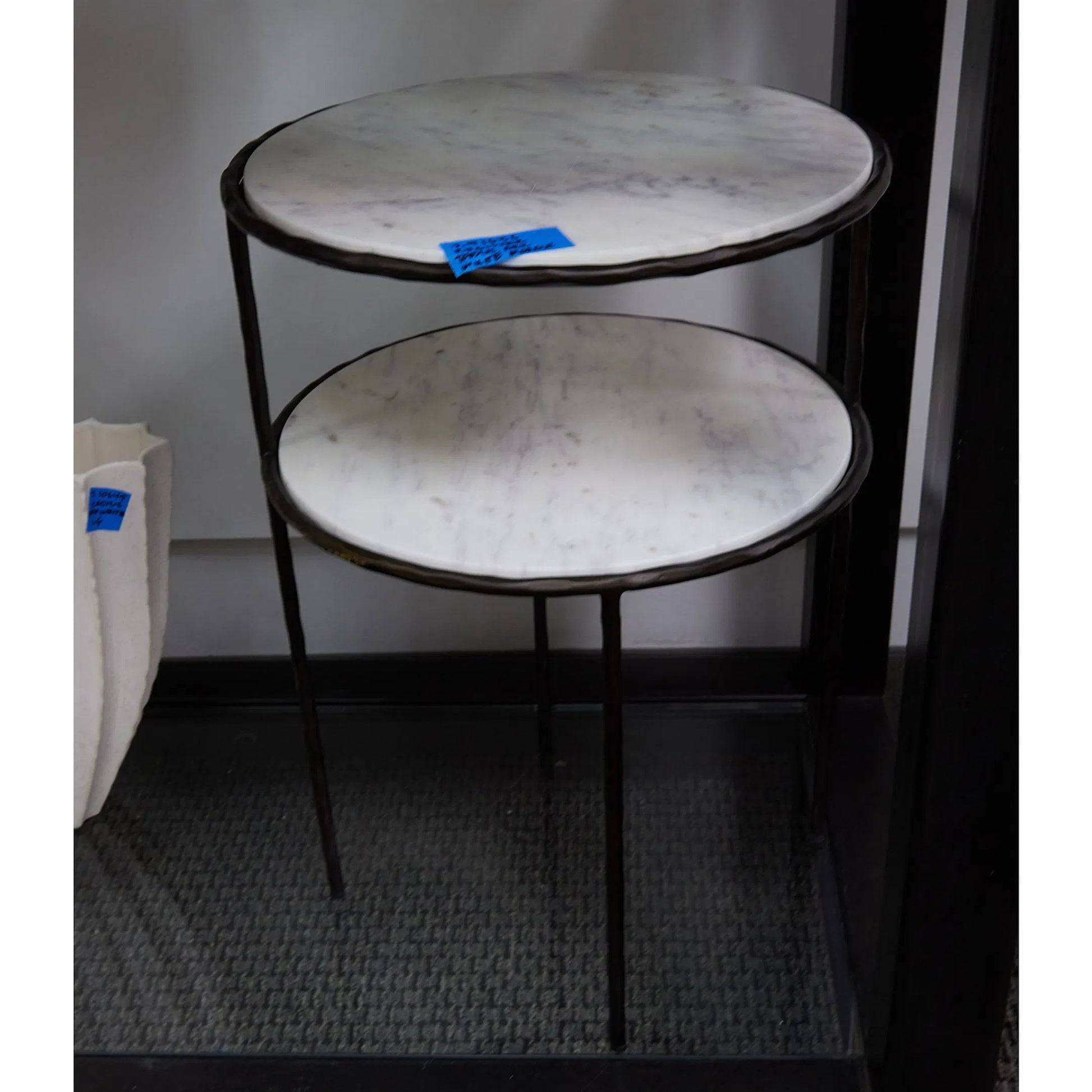 Registrar Tiered Table by Global Views. Made from iron, grey baloon marble in a unique style.