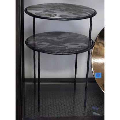 Registrar Tiered Table by Global Views. Made from iron, grey baloon marble in a unique style.