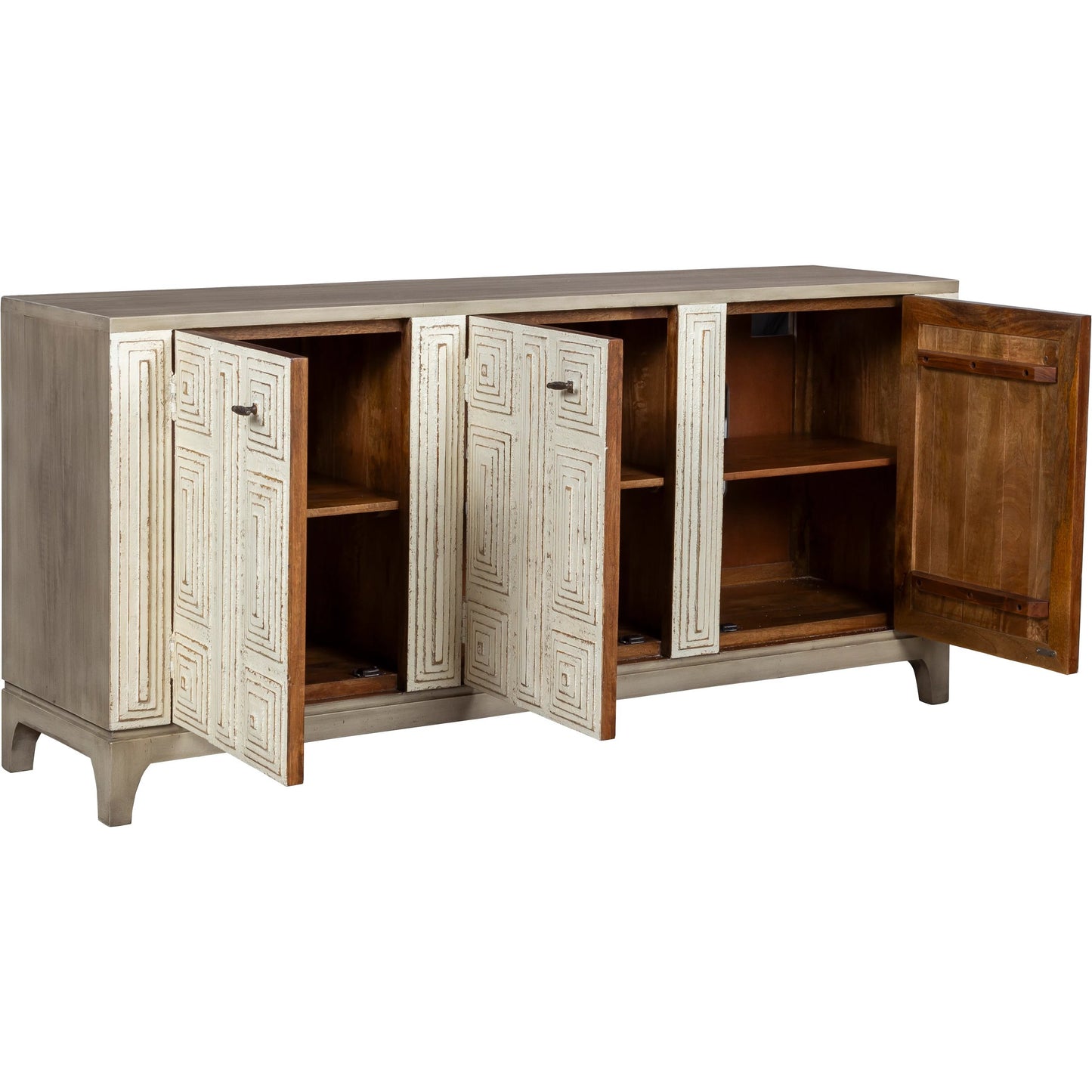 001 SI-2635809 | Additional Silo | Juniper Credenza by Fairfield Chair in light brown and distressed cloud. Made from mango solids in a unique style.