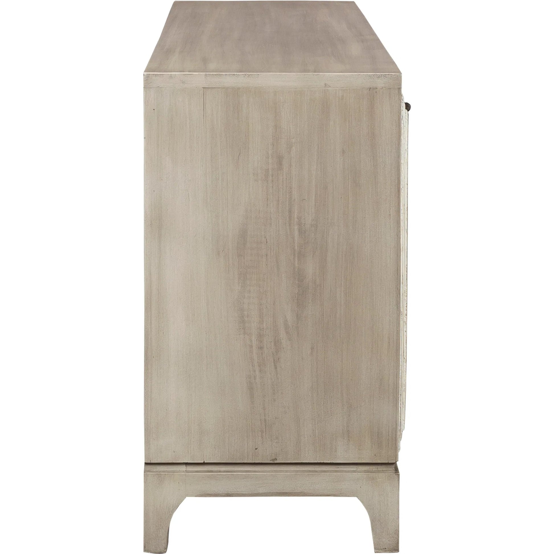Juniper Credenza by Fairfield Chair in light brown and distressed cloud. Made from mango solids in a unique style.