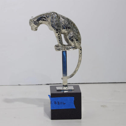 Perched Nickel Jaguar on Stand by Global Views in nickel and bronze. Made from unique in a modern style.