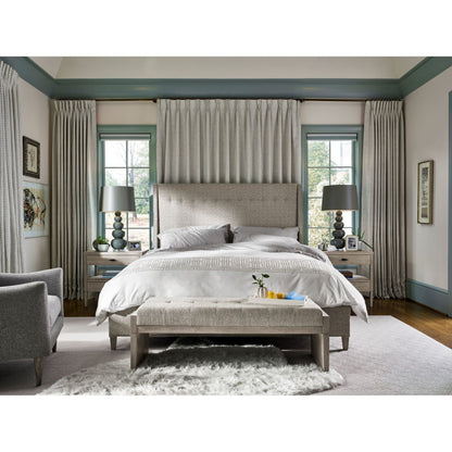 Midtown Bed by Universal Furniture in matte black and coconut metal. Made from 61% olefin, 37% cotton, 2% polyester in a transitional style.