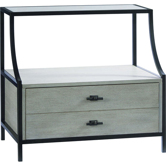 Midtown Stone Top Nightstand by Universal Furniture in matte black and flannel. Made from unique in a transitional style.