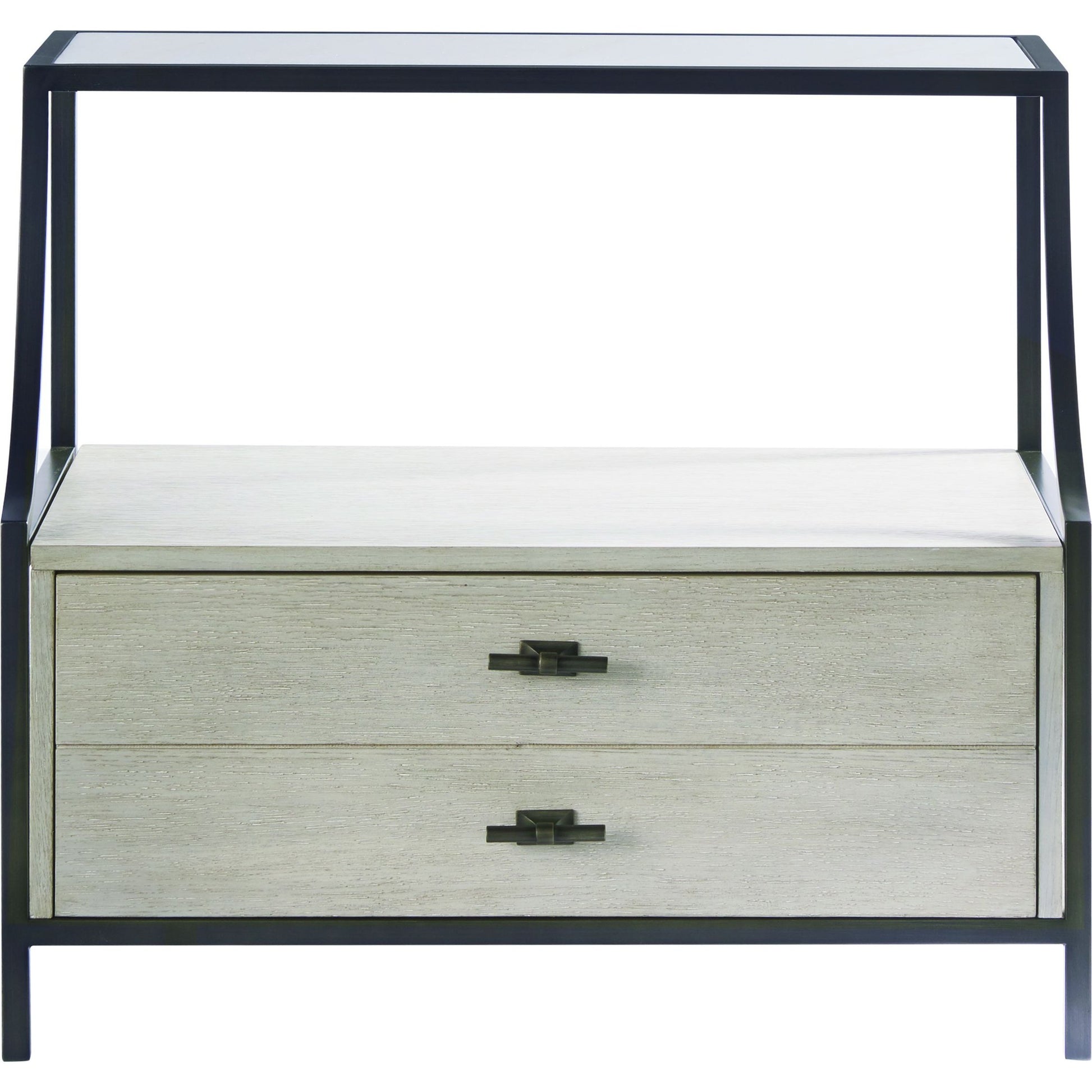 Midtown Stone Top Nightstand by Universal Furniture in matte black and flannel. Made from unique in a transitional style.
