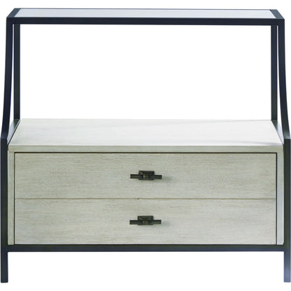 Midtown Stone Top Nightstand by Universal Furniture in matte black and flannel. Made from unique in a transitional style.