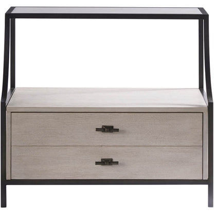 Midtown Stone Top Nightstand by Universal Furniture in matte black and flannel. Made from unique in a transitional style.