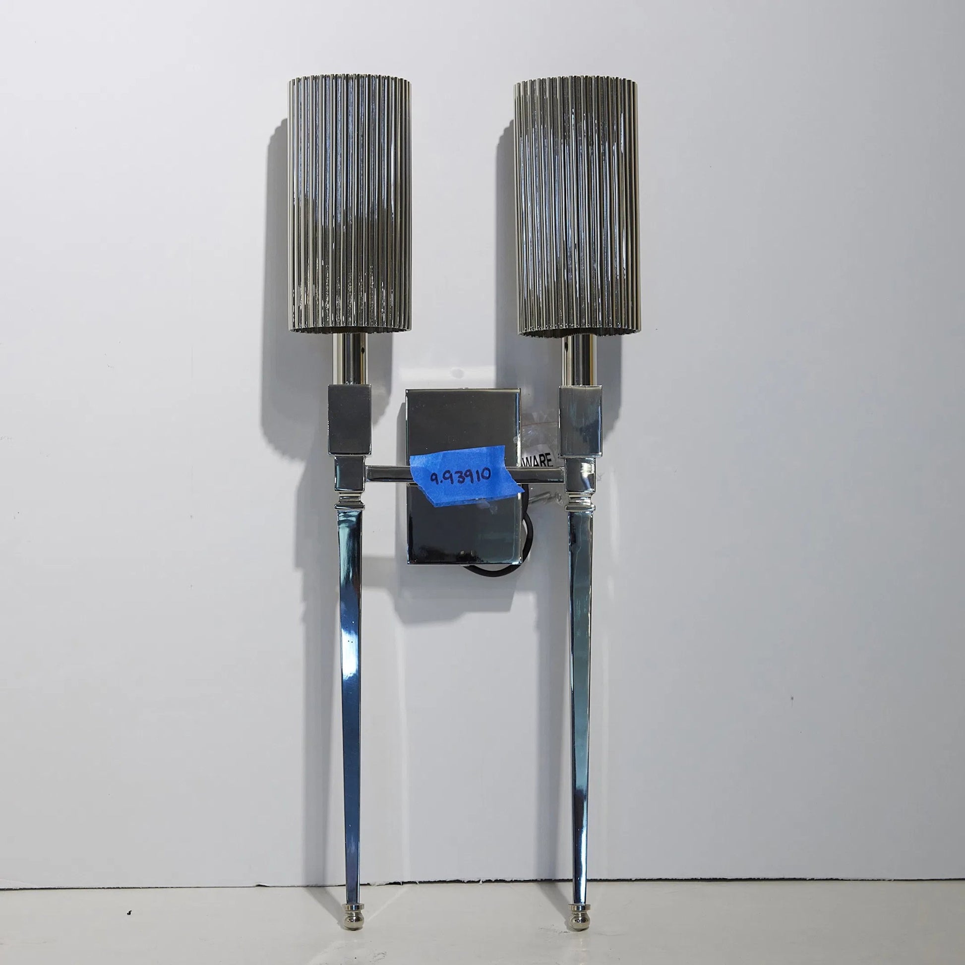 Fluted Double Sconce by Global Views in nickel and brass. Made from unique in a modern style.