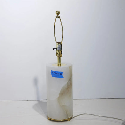Alabaster Inner Light Lamp by Global Views in natural. Made from iron, brass, white indian alabaster, fabric in a modern style.