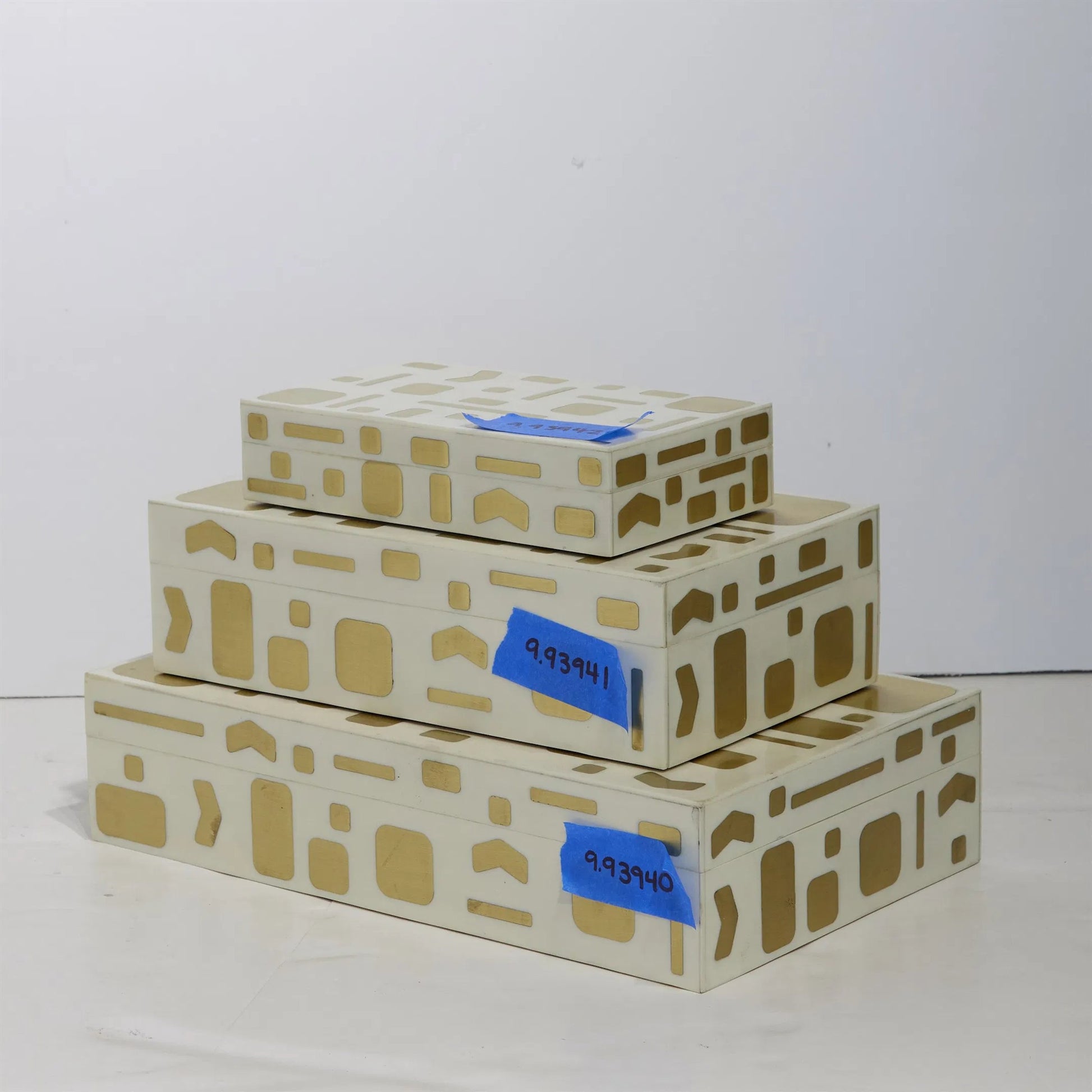 Brass Jali Box by Global Views. Made from mdf, resin, brass in a modern style.