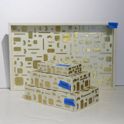 Brass Jali Box by Global Views. Made from mdf, resin, brass in a modern style.