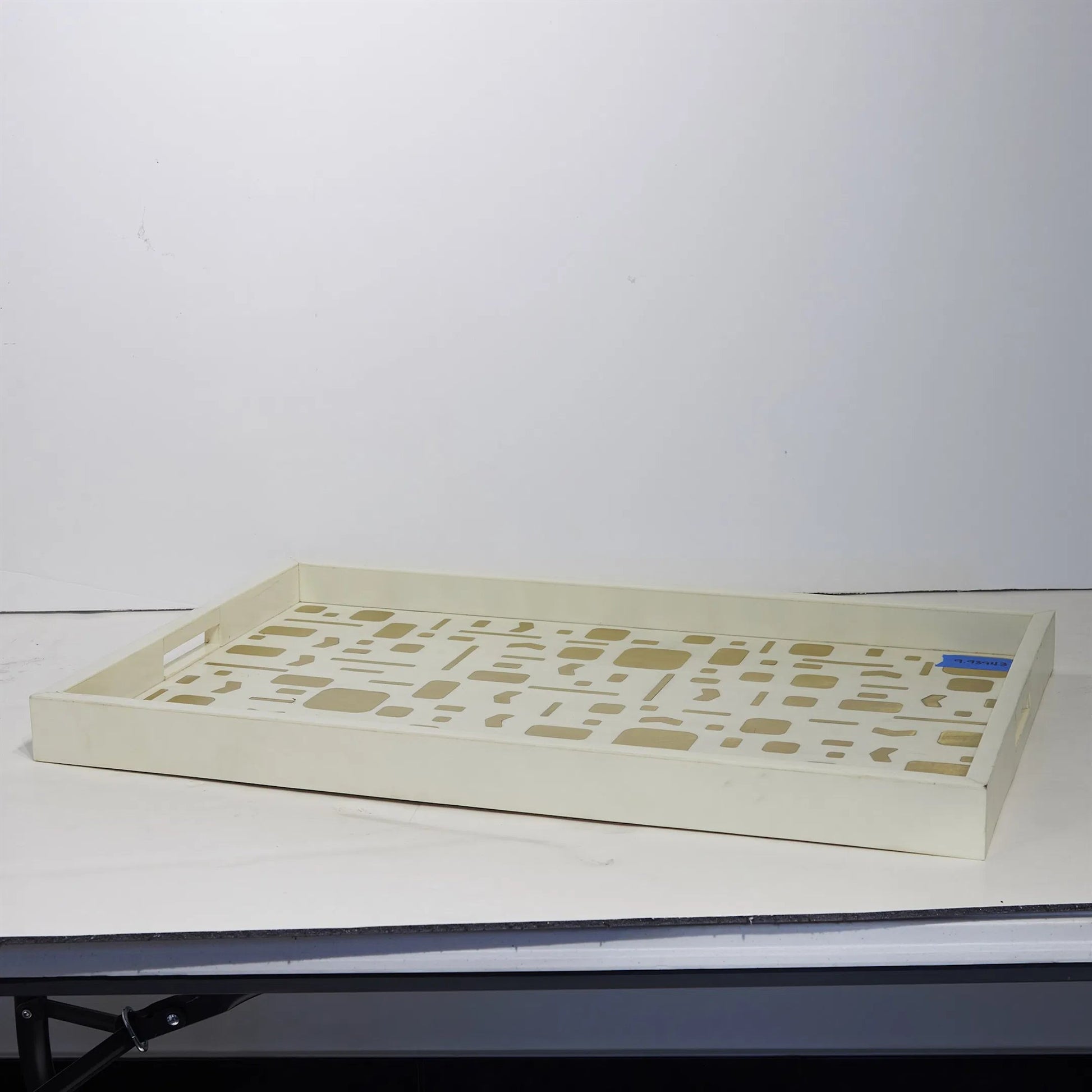 Brass Jali Box Tray by Global Views. Made from mdf, resin, brass in a modern style.