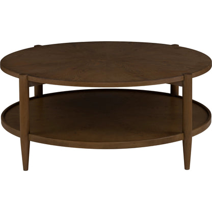 Maxwell Round Cocktail Table by Fairfield Chair. Made from red oak solids, veneers in a unique style.