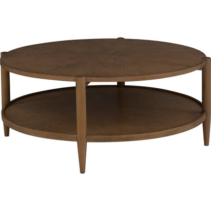 Maxwell Round Cocktail Table by Fairfield Chair. Made from red oak solids, veneers in a unique style.