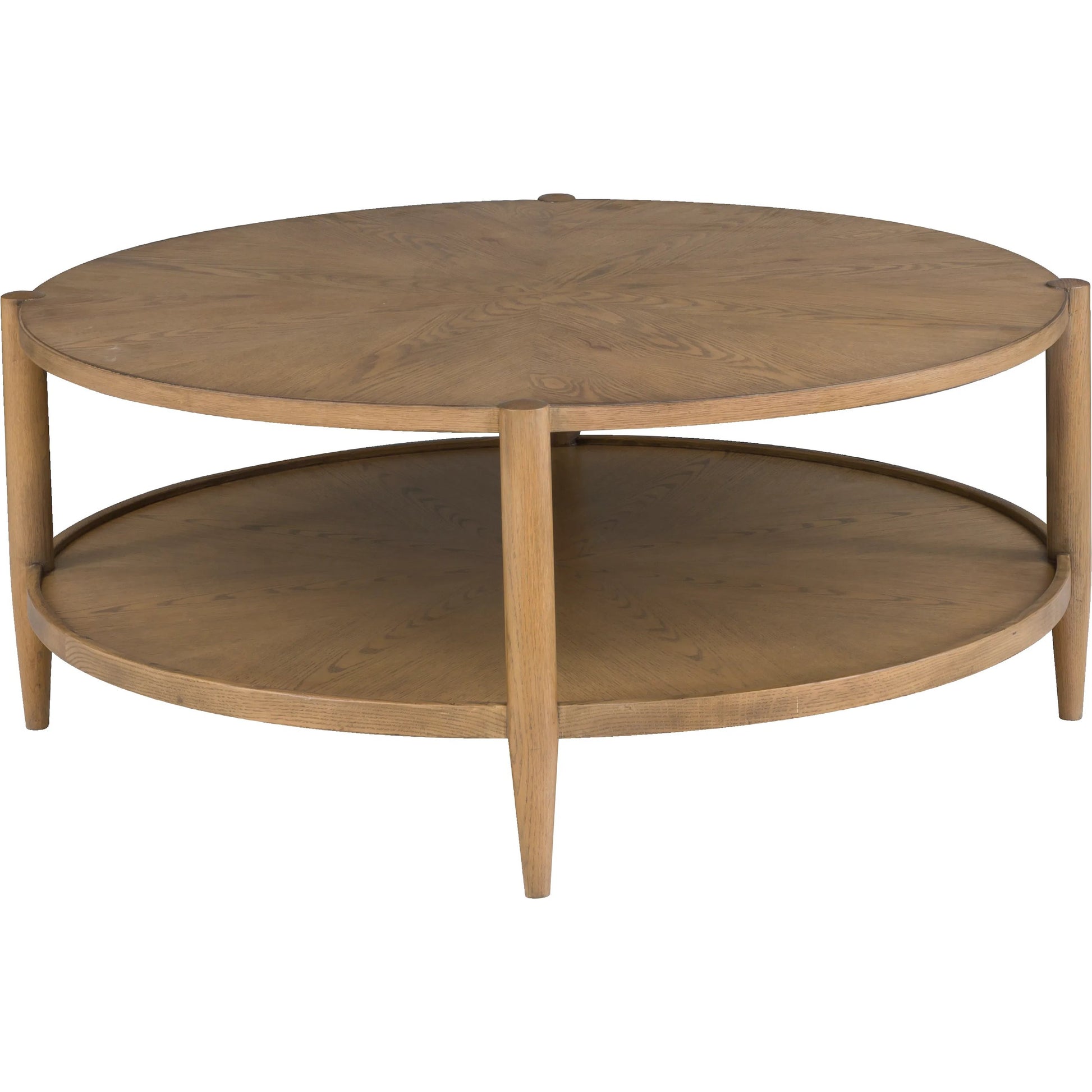 Maxwell Round Cocktail Table by Fairfield Chair. Made from red oak solids, veneers in a unique style.