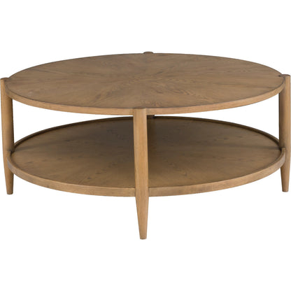 Maxwell Round Cocktail Table by Fairfield Chair. Made from red oak solids, veneers in a unique style.