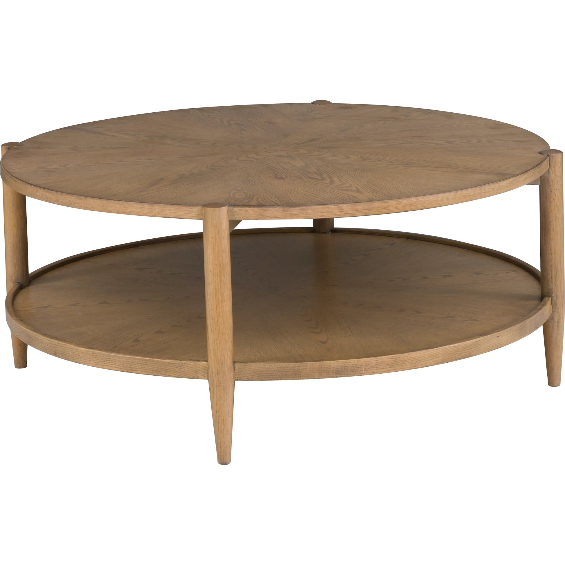 Maxwell Round Cocktail Table by Fairfield Chair. Made from red oak solids, veneers in a unique style.