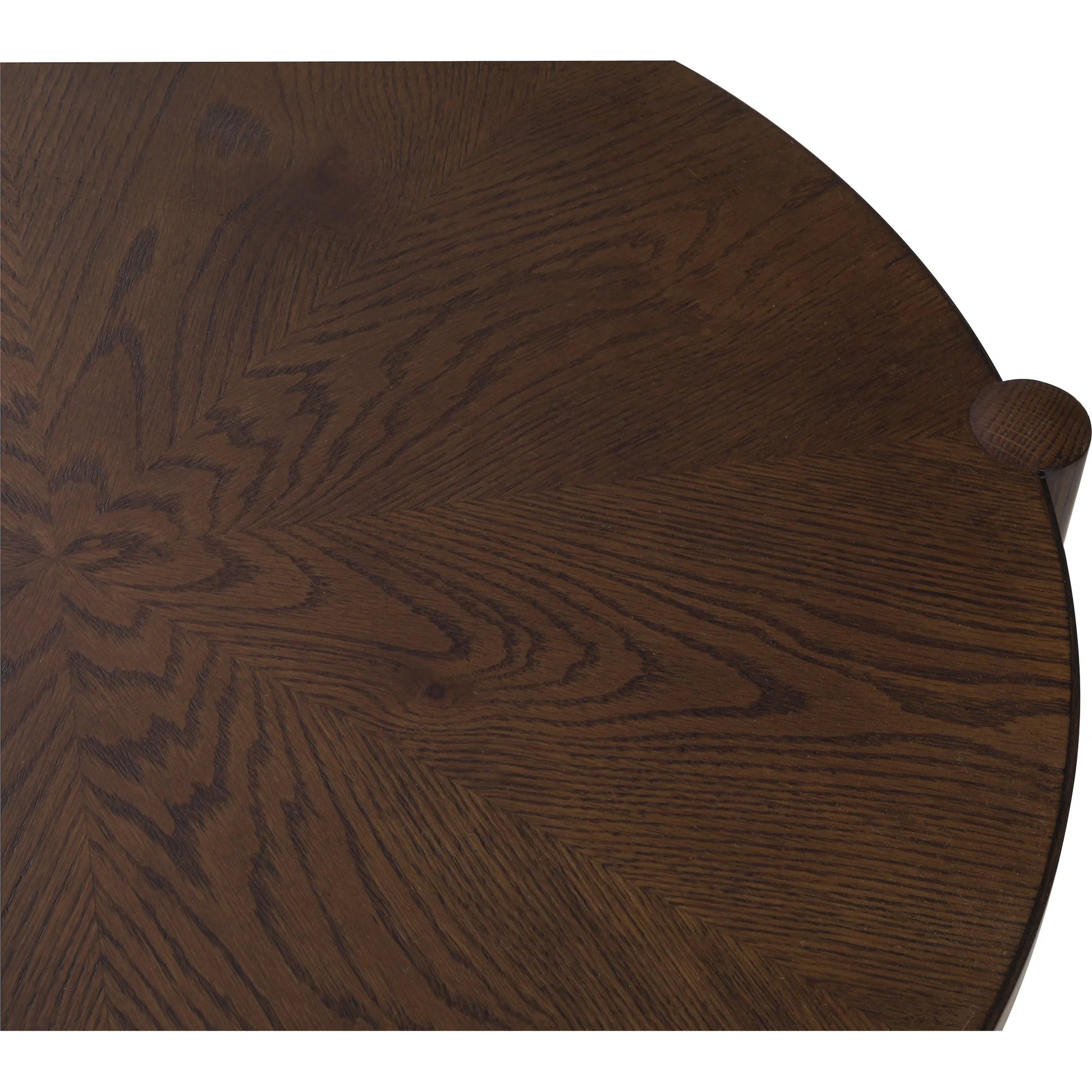 Maxwell Round End Table by Fairfield Chair. Made from red oak solids, veneers in a unique style.