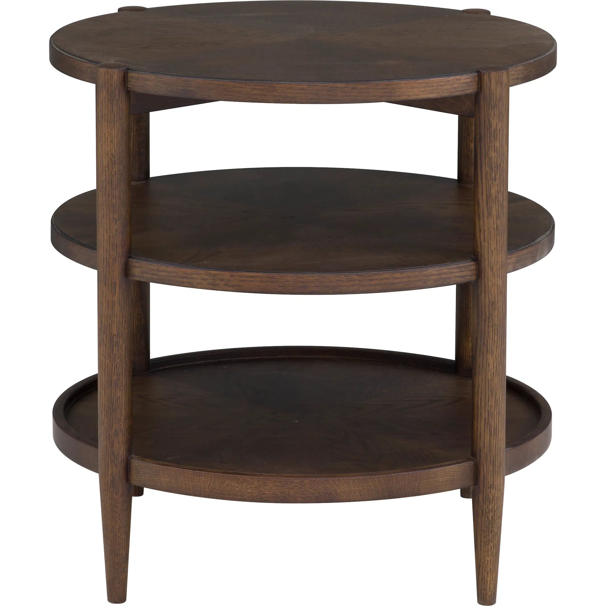 Maxwell Round End Table by Fairfield Chair. Made from red oak solids, veneers in a unique style.