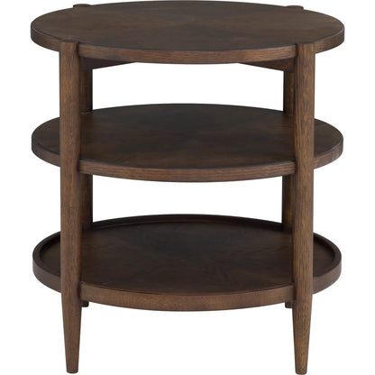 Maxwell Round End Table by Fairfield Chair. Made from red oak solids, veneers in a unique style.