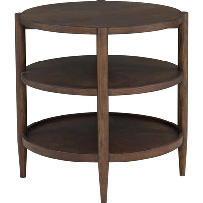 Maxwell Round End Table by Fairfield Chair. Made from red oak solids, veneers in a unique style.