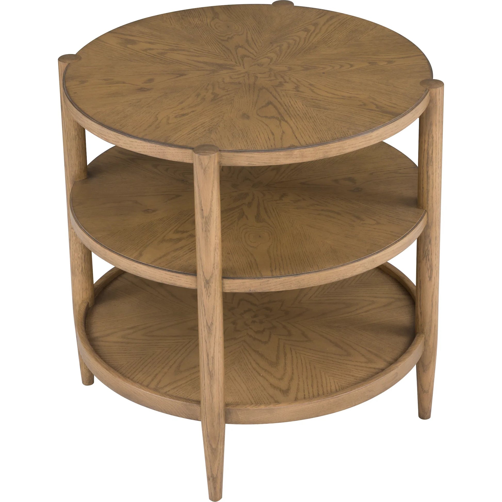 Maxwell Round End Table by Fairfield Chair. Made from red oak solids, veneers in a unique style.