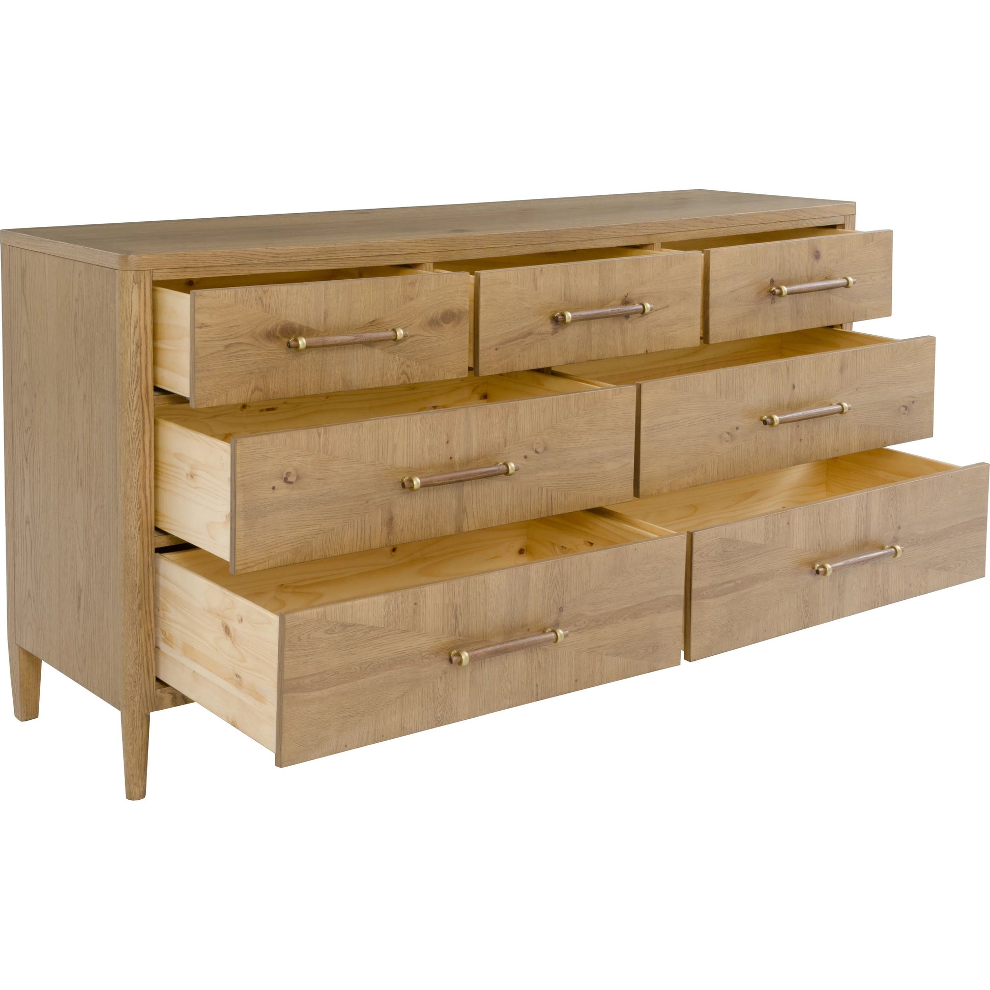 Maxwell 7-Drawer Dresser by Fairfield Chair. Made from red oak solids, veneers in a unique style.