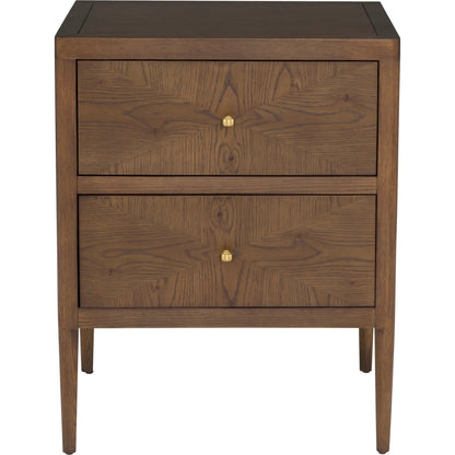 Maxwell 2-Drawer Petite Nightstand by Fairfield Chair. Made from red oak solids, veneers in a unique style.
