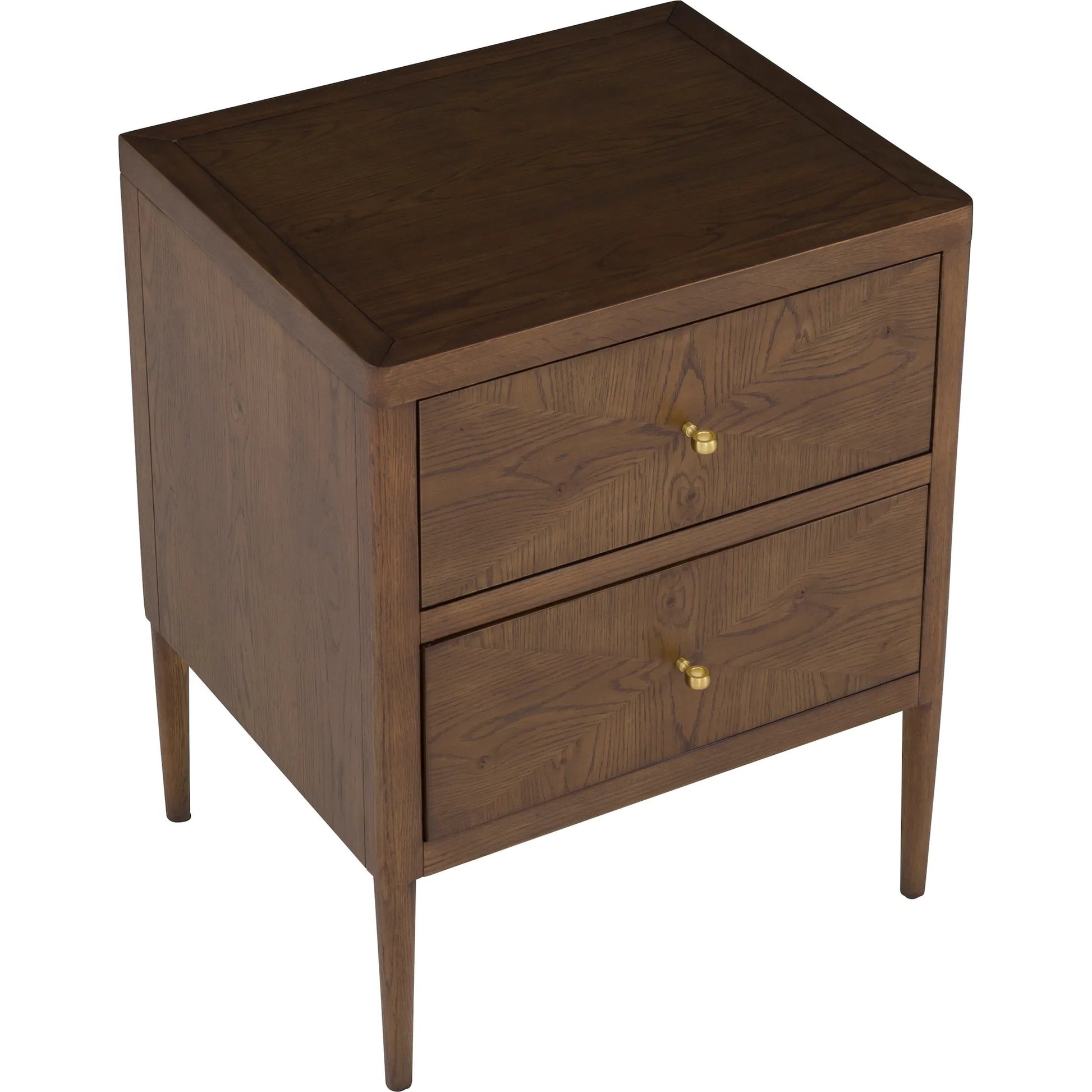 Maxwell 2-Drawer Petite Nightstand by Fairfield Chair. Made from red oak solids, veneers in a unique style.