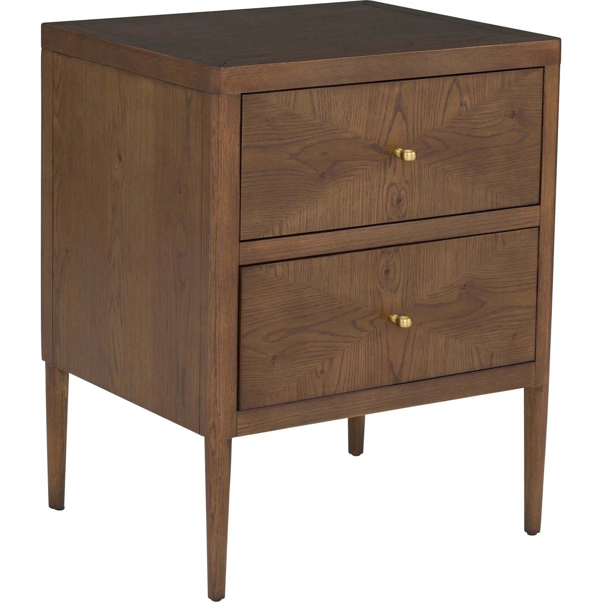 Maxwell 2-Drawer Petite Nightstand by Fairfield Chair. Made from red oak solids, veneers in a unique style.