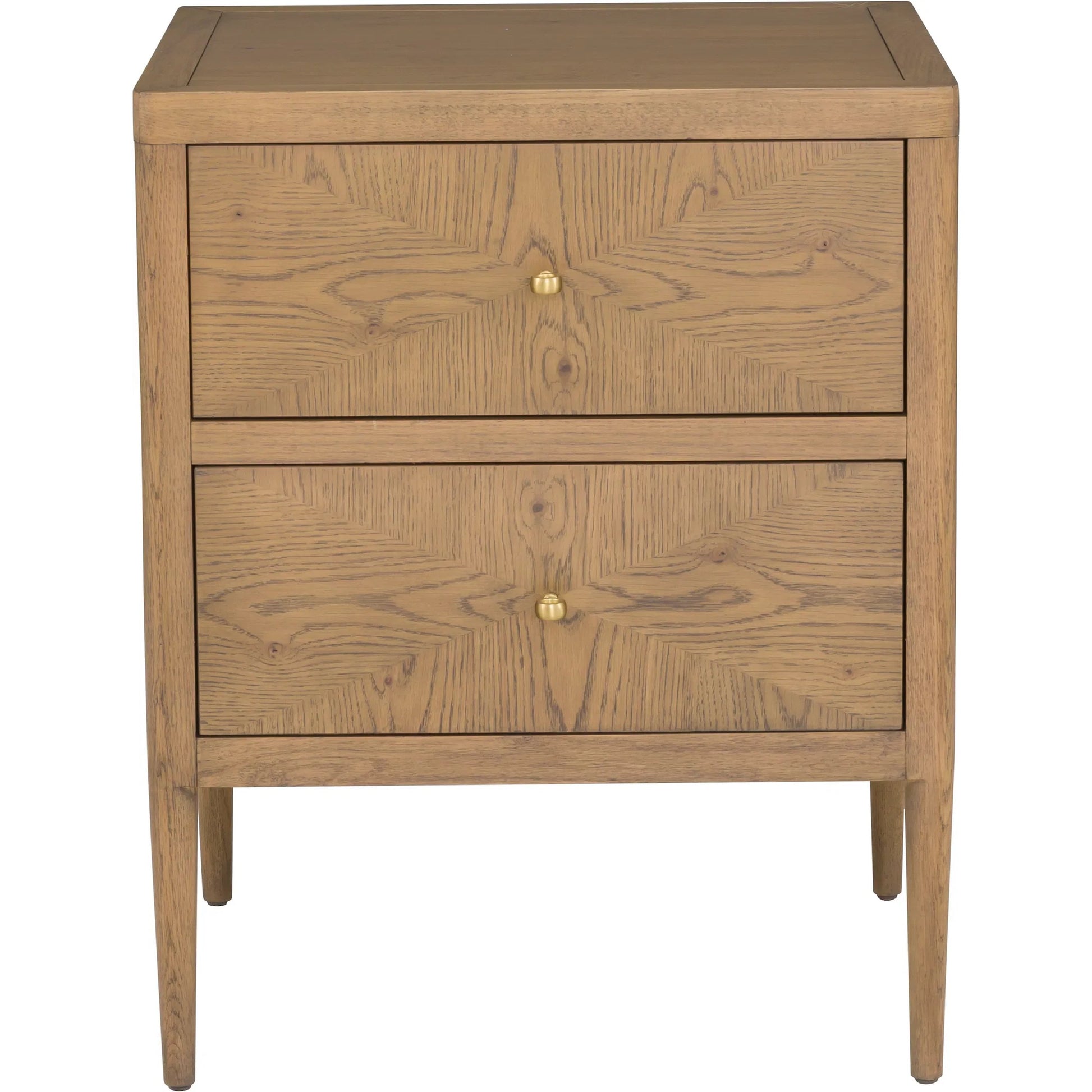 Maxwell 2-Drawer Petite Nightstand by Fairfield Chair. Made from red oak solids, veneers in a unique style.