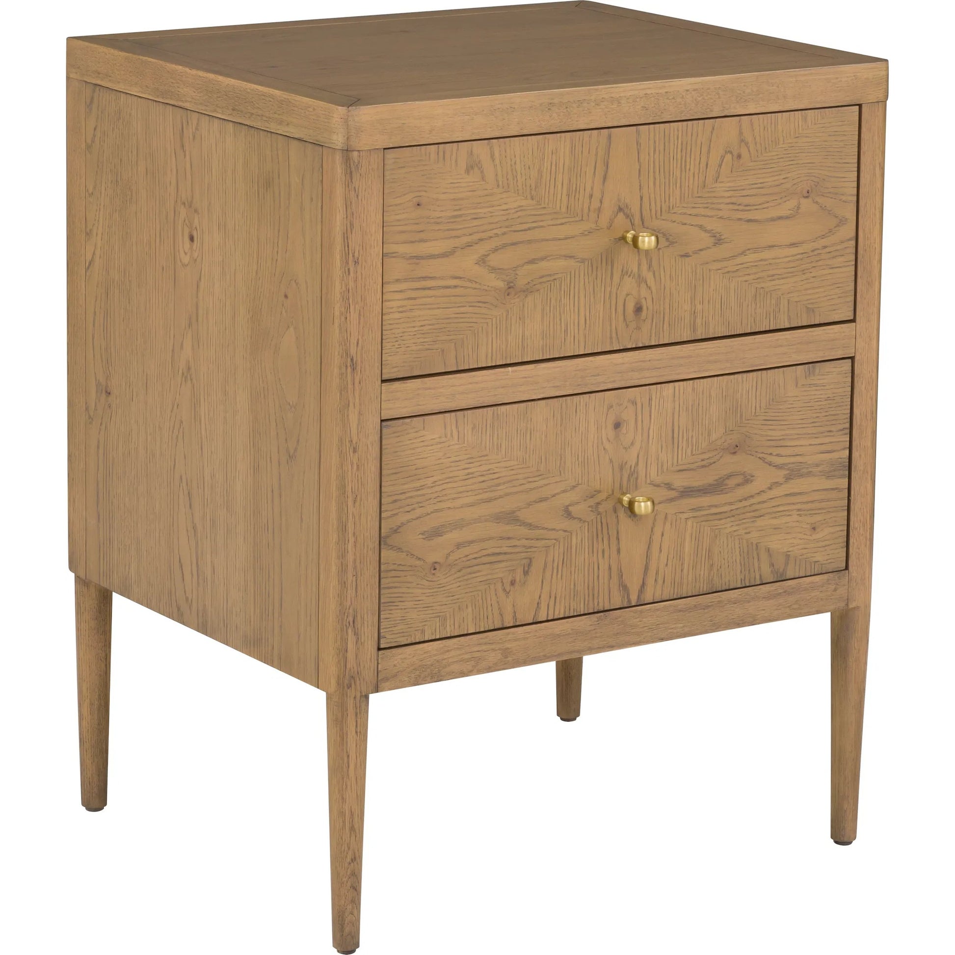 Maxwell 2-Drawer Petite Nightstand by Fairfield Chair. Made from red oak solids, veneers in a unique style.