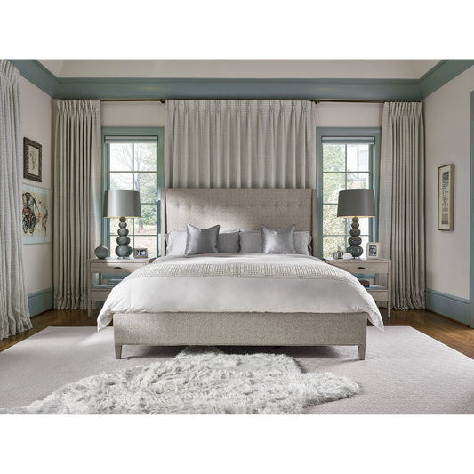 Midtown Bed by Universal Furniture in matte black and coconut metal. Made from 61% olefin, 37% cotton, 2% polyester in a transitional style.