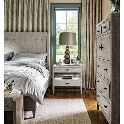 Midtown Nightstand by Universal Furniture in matte black and flannel. Made from unique in a coastal style.