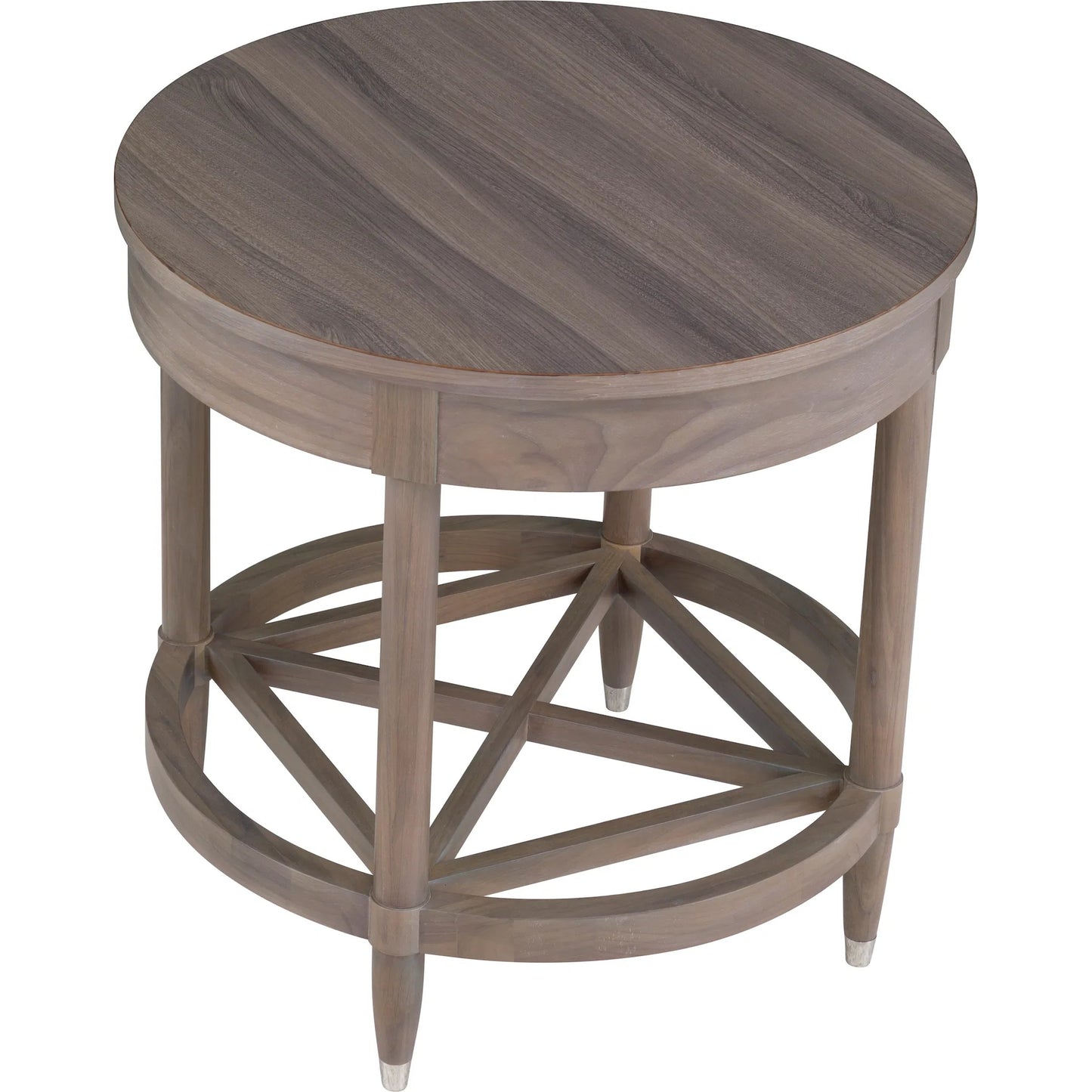 003 SI-2635815 | Additional Silo | Freya Laminate Round End Table by Fairfield Chair in tan and light oak. Made from high pressure laminate in a unique style.