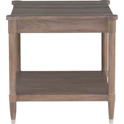 Freya Laminate Square End Table by Fairfield Chair in tan and light oak. Made from high pressure laminate in a unique style.